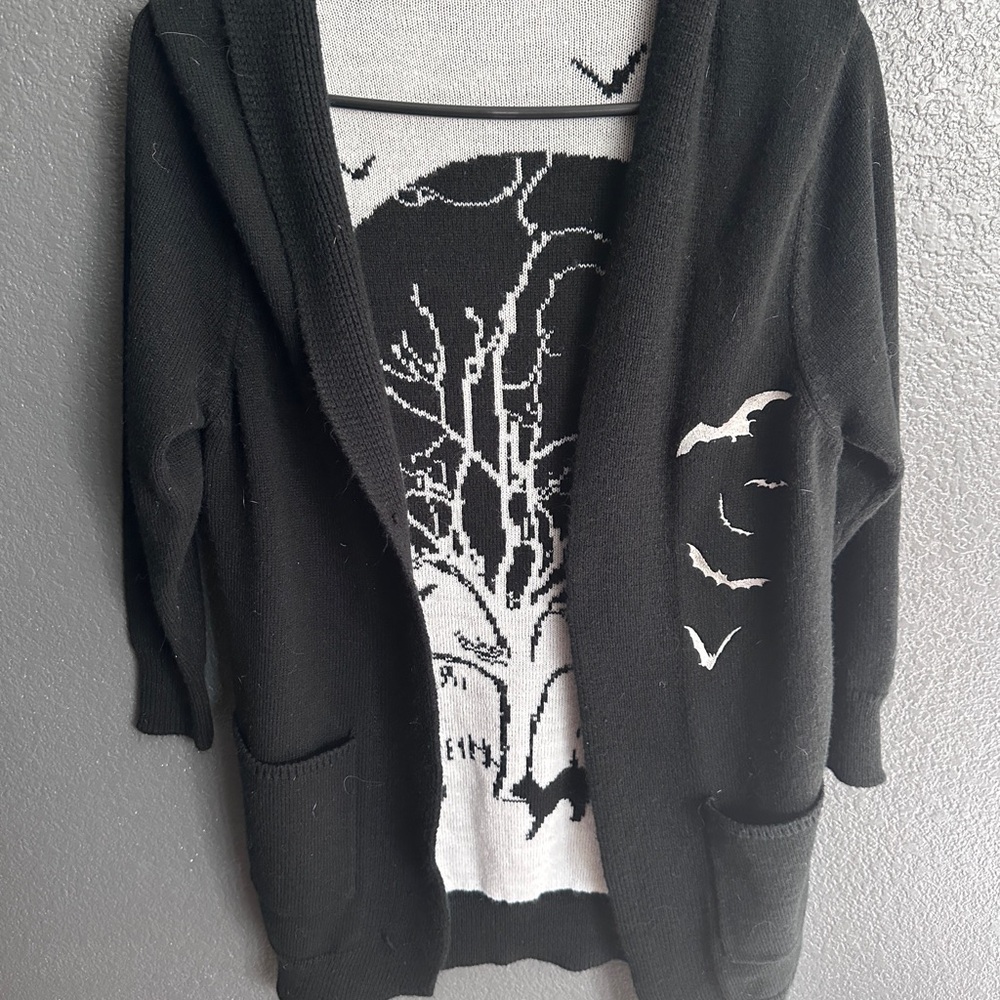 👏👏Black Hooded Cardigan Sweater